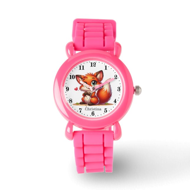 Montre Jolies filles fox amoureux ajouter nom (Recto)