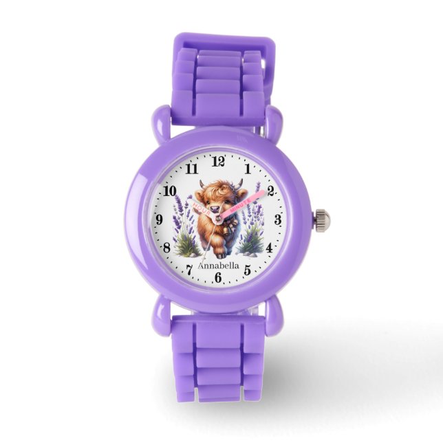 Montre Jolies filles vache des hautes terres ajouter nom (Recto)