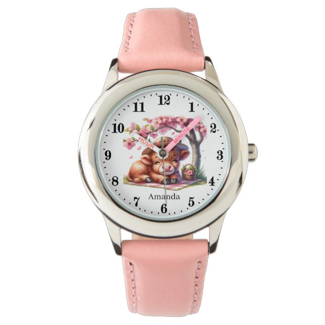 Montre Jolies filles vache des hautes terres ajouter nom (devant)