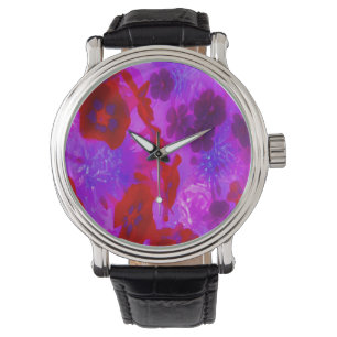 Montre Jolies fleurs de Phlox de jardin violettes et roug