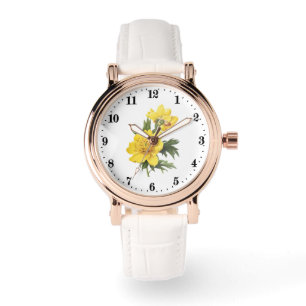 Montre Jolies fleurs jaunes vintages dames