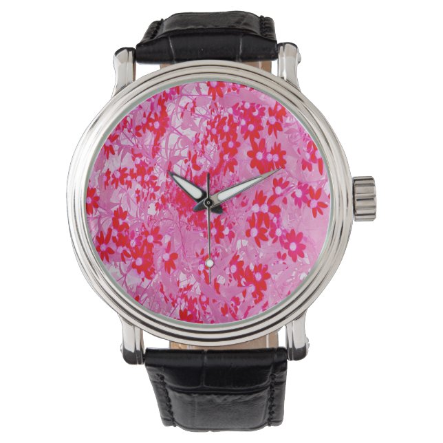 Montre Jolies fleurs rouges (devant)