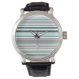 Montre Jolies rayures grises aqua