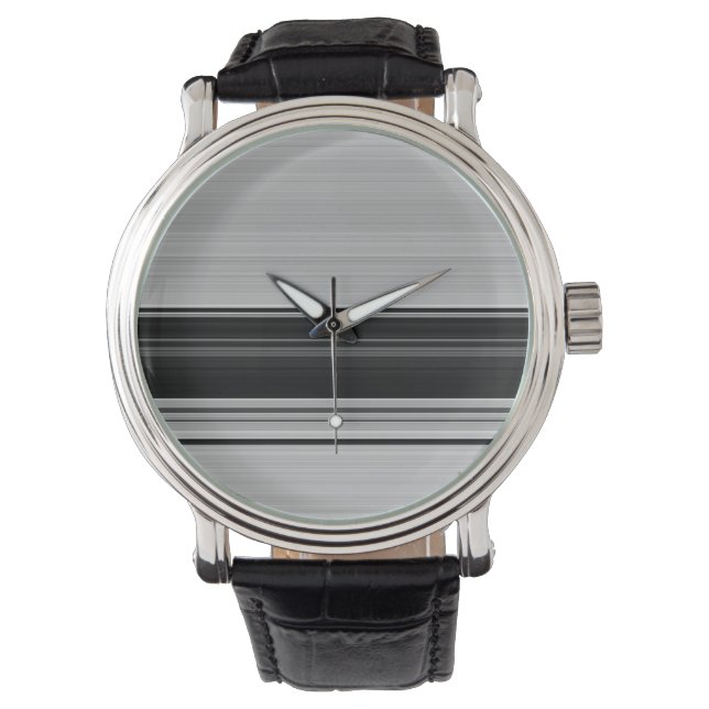 Montre Jolies rayures noir gris (devant)