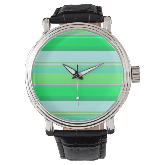 Montre Jolies rayures vert aqua (devant)