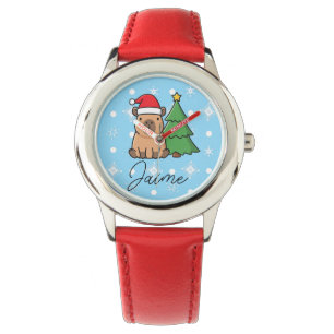 Montre Jolis enfants de Noël Capy bleu rouge