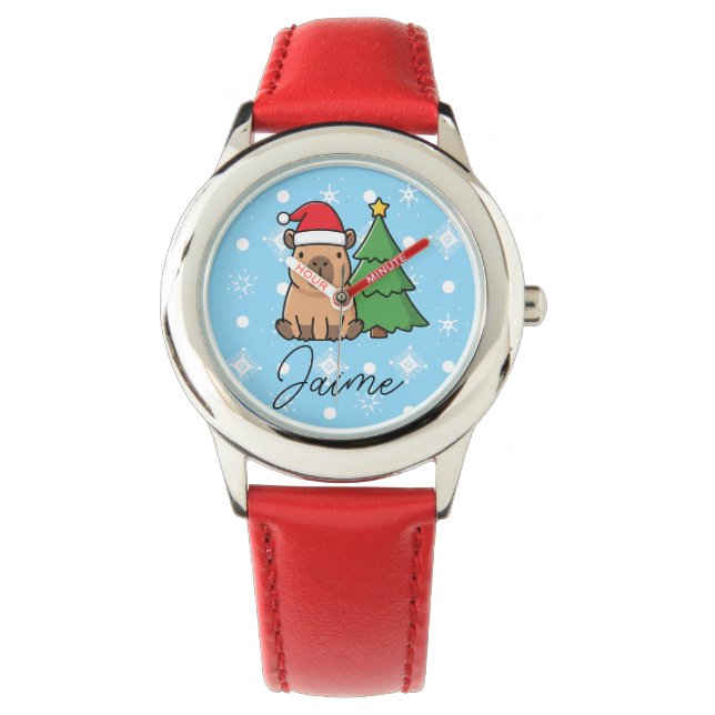 Montre Jolis enfants de Noël Capy bleu rouge (devant)