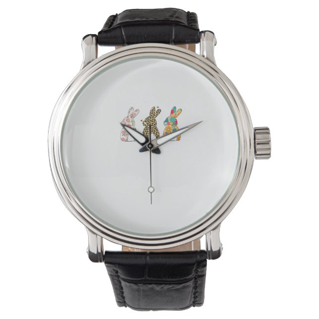 Montre Jolis lapins de Pâques Léopard Bunny et Flower Bun (devant)