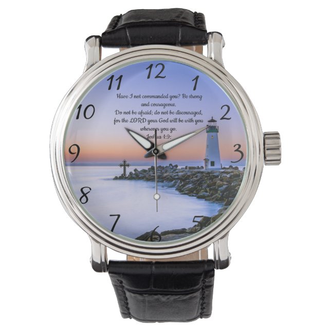 Montre Josué 1:9 : Prière de la foi chrétienne (devant)