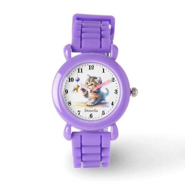 Montre Jote filles fil chat ajouter nom (Recto)