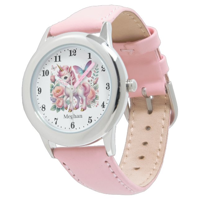 Montre Jote filles imaginaire licorne ajouter nom (Incliné)