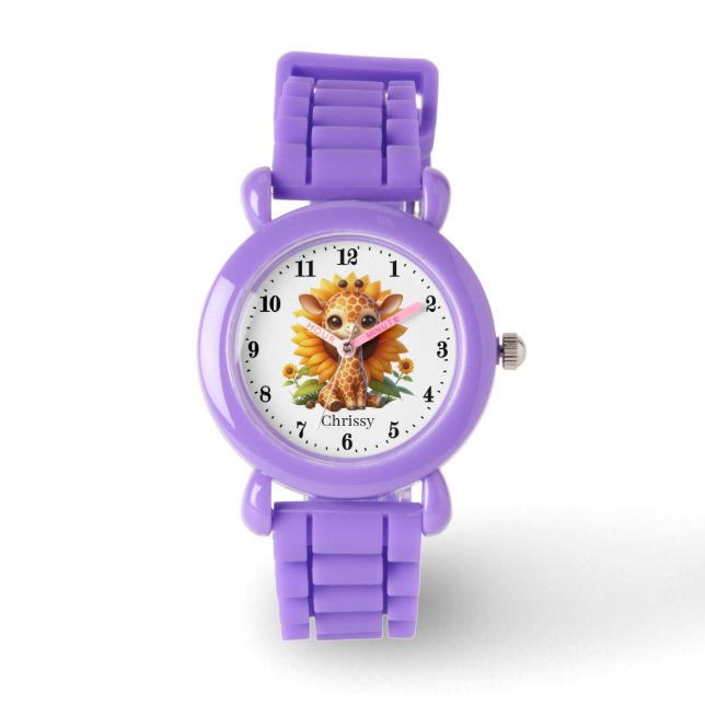 Montre Jote Girls girafe ajouter nom (Recto)