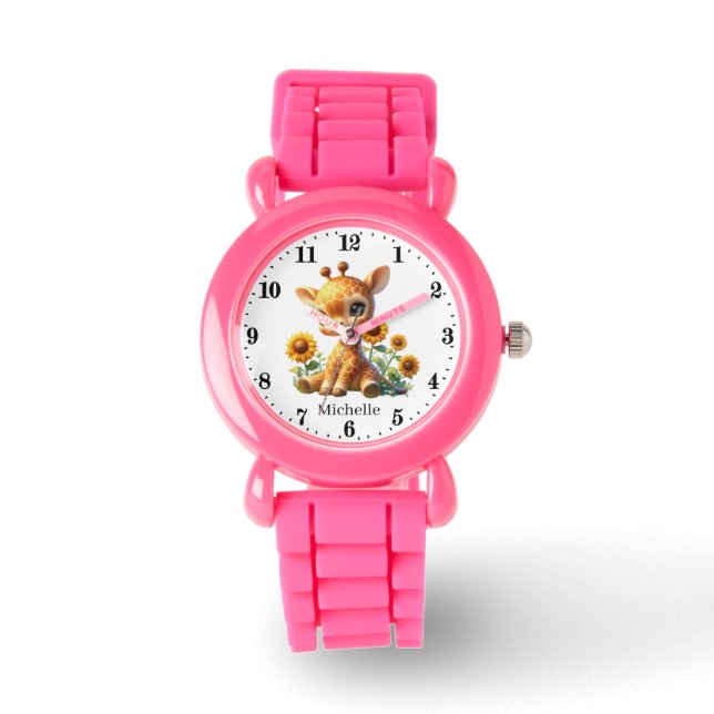 Montre Jote Girls girafe ajouter nom (Recto)