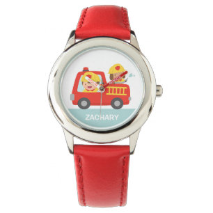 Montre Jote pompier garçon et chien Red Fire Truck Watch