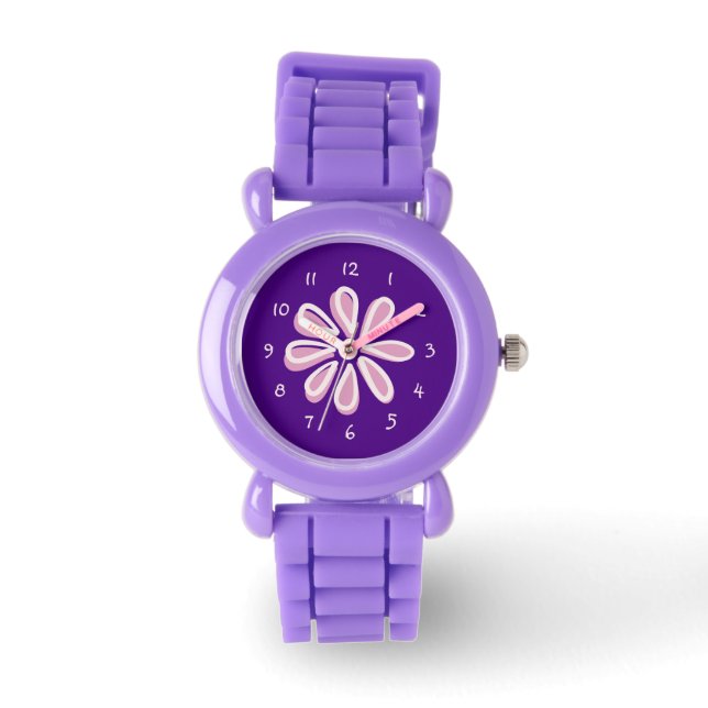 Montre Jouer Doodle de fleurs violettes (Recto)