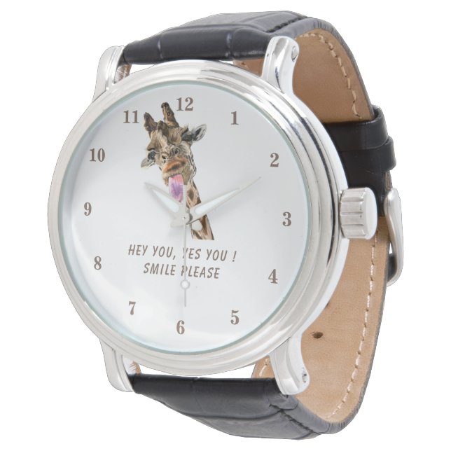 Montre Jouer Giraffe Funny Watch Smile - Texte personnali (Incliné)
