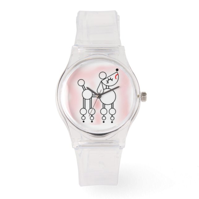 Montre Jouet blanc Poodle Girl Regarder rose (Recto)