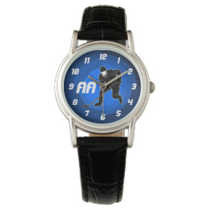 Montre Joueur de hockey bleu Silhouette