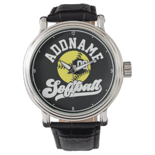 Montre Joueur de softball personnalisé AJOUTER LE NOM Équ