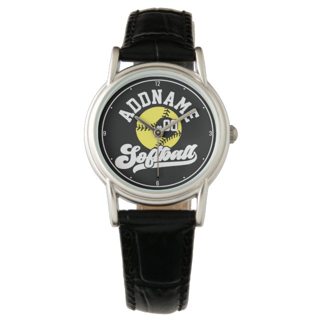 Montre Joueur de softball personnalisé AJOUTER LE NOM Équ (devant)