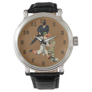 Montre Joueurs de baseball vintage en sécurité au marbre