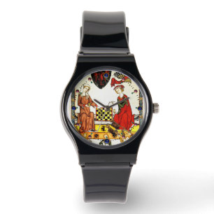 MONTRE JOUEURS D'ÉCHECS MÉDIÉVAUX EN COUR