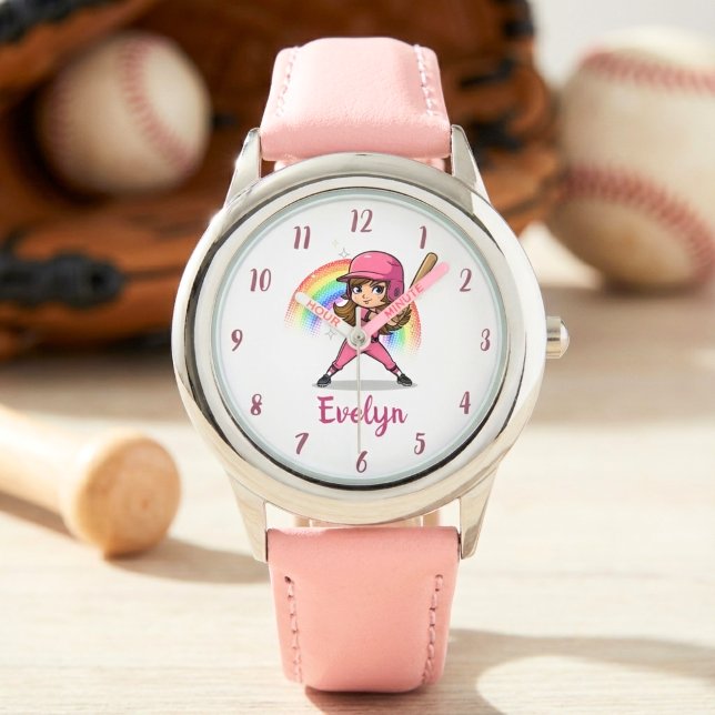 Montre Joueuse de baseball fille de dessin animé mignonne (Créateur téléchargé)