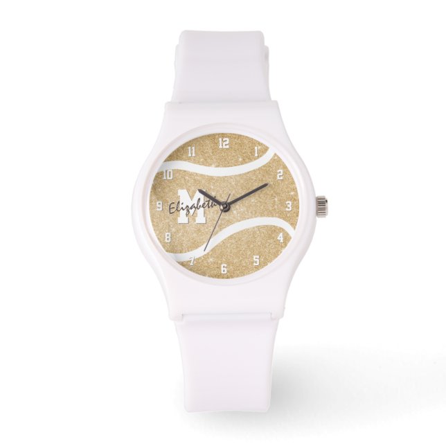 Montre joueuse de tennis en or monogrammed (Recto)