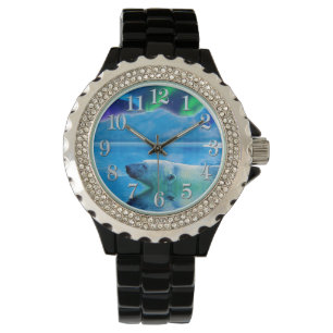 Montre Jour des terres de natation Ours polaire et aurore