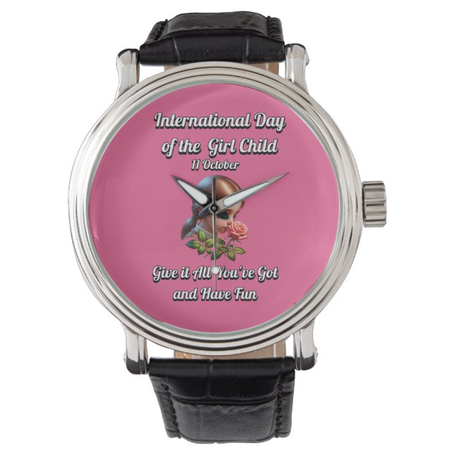 Montre Journée internationale de la Fille. Amusez-vous (devant)