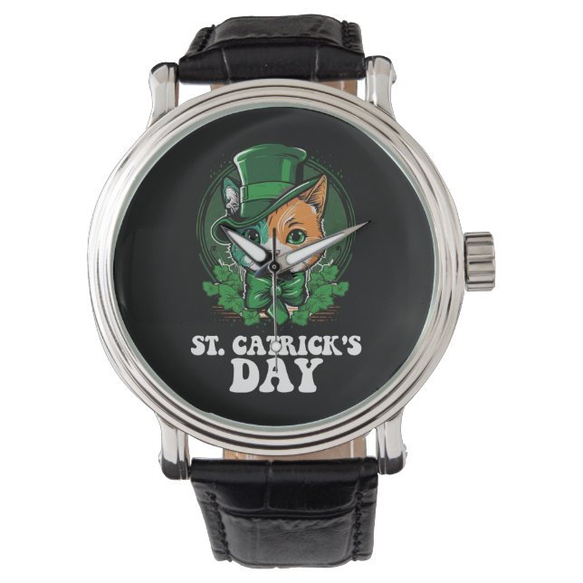 Montre Journée St Catricks Amateurs de Chats St Patrick's (devant)