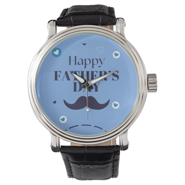 Montre Joyeuse Fête des Pères – Moustache & Cœur Design (devant)