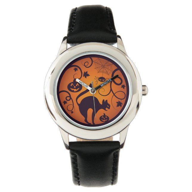 Montre Joyeuse lanterne d'Halloween araignées et chauves- (devant)