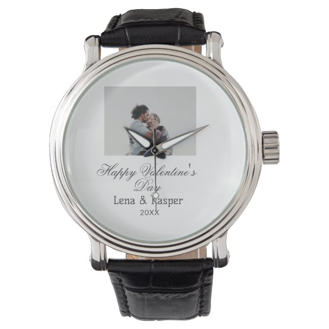 Montre Joyeuse Saint-Valentin couple photo moderne simple (devant)