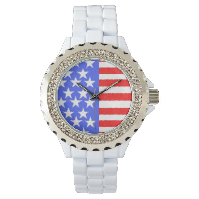 Montre Joyeuses étoiles d'anniversaire sur le drapeau (devant)