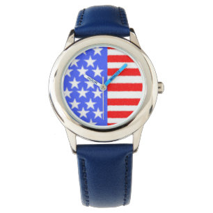 Montre Joyeuses étoiles d'anniversaire sur le drapeau