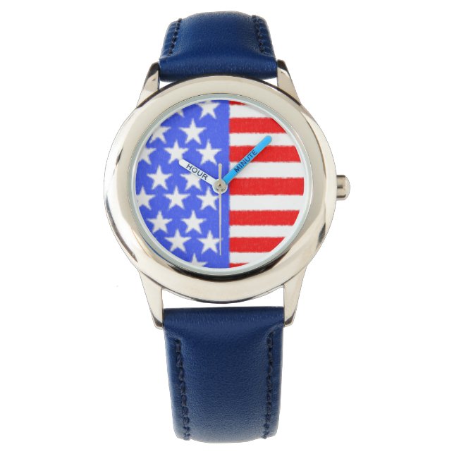 Montre Joyeuses étoiles d'anniversaire sur le drapeau (devant)