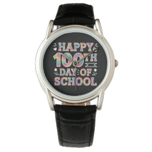 Montre Joyeux 100ème Jour De L'École Tie Dye Arc En Ciel 