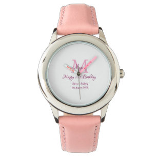 Montre Joyeux 21e Anniversaire rose ajouter nom monogramm
