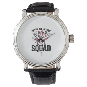 Montre Joyeux 4 juillet Flamingo Squad Vector Design_1