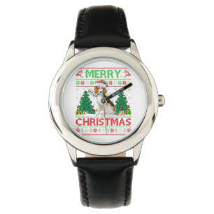 Montre Joyeux éclairage de Noël Beagle moche Noël