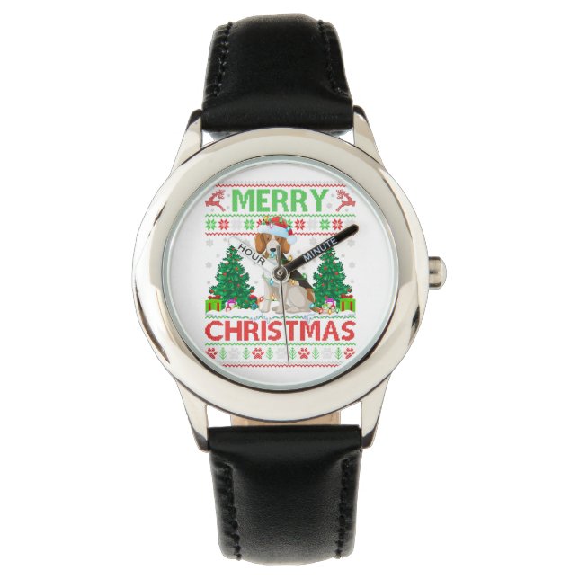 Montre Joyeux éclairage de Noël Beagle moche Noël (devant)