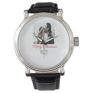 Montre Joyeux Noël couple photo ajouter nom heureux vacan