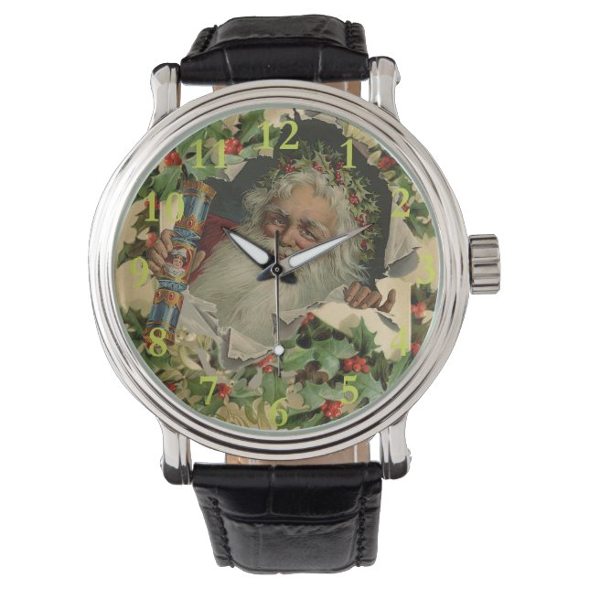 Montre Joyeux Noël Père Noël classique antique (devant)