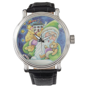Montre Joyeux Noël, Père Noël dans la cheminée avec des j