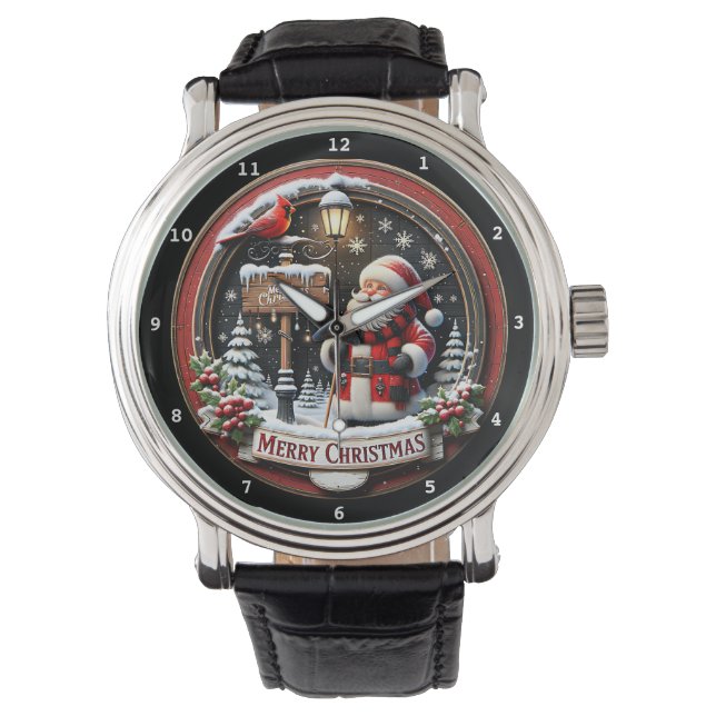 Montre Joyeux Noël Père Noël et Cardinal (devant)