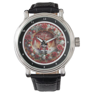 Montre Joyeux Noël Père Noël et décoration de couronne 