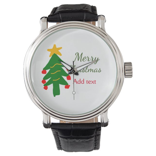 Montre Joyeux Noël rouge vert Noël ajouter le nom (devant)