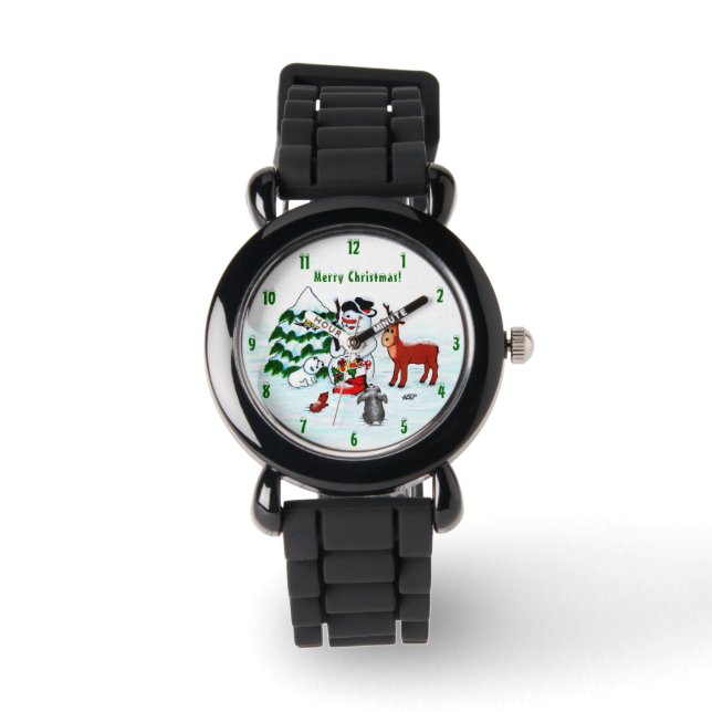 Montre Joyeux Noël ! Snowman avec amis (Recto)