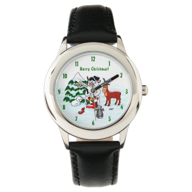 Montre Joyeux Noël ! Snowman avec amis (devant)